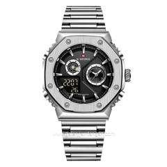 NAVIFORCE NF-9216M Silver Dial Black Stainless Steel Strap