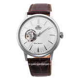 ORIENT BAMBINO OPEN HEART RA-AG0002S30B Automatic Brown Silver Dial White Leather Strap