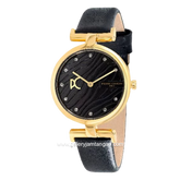 PIERRE CARDIN MADELEINE W-CMD.3546 Black Gold Dial Black Leather Strap