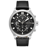 POLICE PEWGC0054205 Black Silver Leather Strap
