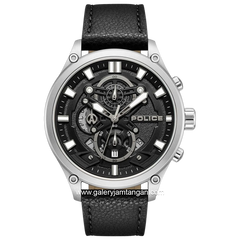 POLICE PEWGC0054205 Black Silver Leather Strap
