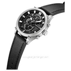 POLICE PEWGC0054205 Black Silver Leather Strap