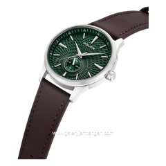POLICE JET PEWGF0093601 Brown Dial Green Leather Strap