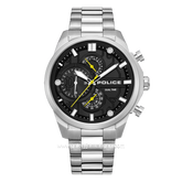 POLICE REACTOR PEWGK0039204M Silver Jarum Yellow Stainless Steel Strap