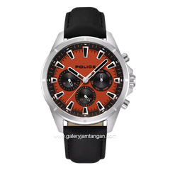 Police PEWJF0005804 Black Silver Leather Strap