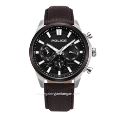 POLICE PEWJF0021040 Brown Silver Leather Strap