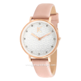 PIERRE CARDIN BONNE NOUVELLE CBN.3055 Pink Dial Silver Leather Strap