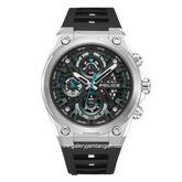 POLICE PEWGQ0054301 Multi Function Black Silver Rubber Strap