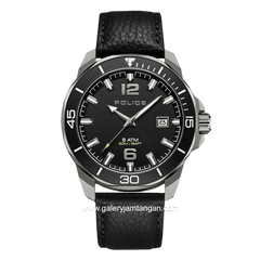 POLICE PEWJB2228102 Black Silver Leather Strap