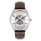 POLICE PL.16022JS/04 Brown Silver Leather Strap