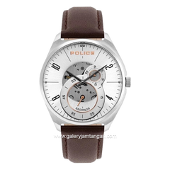 POLICE PL.16022JS/04 Brown Silver Leather Strap