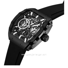 POLICE PEWGQ0063001 Black Silver Rubber Strap