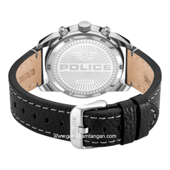 POLICE PEWJF2204701 Black Silver Leather Strap