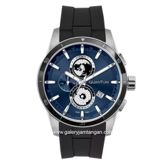 QUANTUM ADG991.391 Black Silver Dial Blue Rubber Strap
