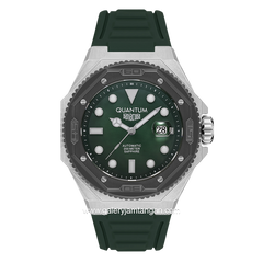 QUANTUM BAR1091.375 Automatic Green Silver Rubber Strap