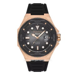 QUANTUM BAR1091.851 Automatic Black Rosegold Rubber Strap