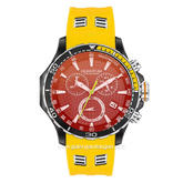 QUANTUM HNG834.656 Yellow Dial Red Chronograph Silicone Strap