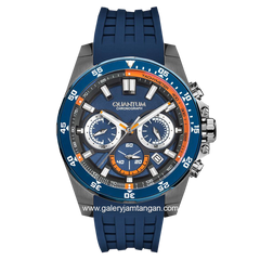QUANTUM HNG858.099 Blue Grey Chronograph Rubber Strap