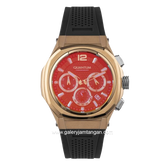 QUANTUM HNG898.451 Black Rosegold Dial Red Chronograph Rubber Strap