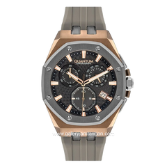 QUANTUM HNG949.466 Grey Rosegold Chronograph Rubber Strap