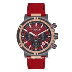 QUANTUM HNG956.888 Red Grey Ring Rosegold Rubber Strap