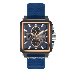 QUANTUM HNG969.090 Blue Rosegold Rubber Strap
