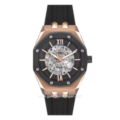 QUANTUM QMG1074.851 Black Rosegold Automatic Rubber Strap