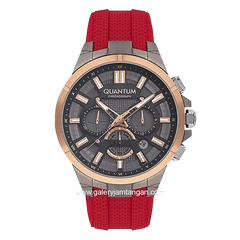 QUANTUM TTG1003.068 Red Silver Chronograph Rubber Strap