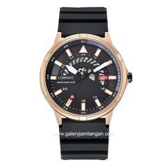 LORENZO R 6106 M Black Rosegold Rubber Strap