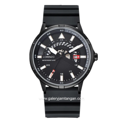 LORENZO R 6106 M Black Silver Rubber Strap