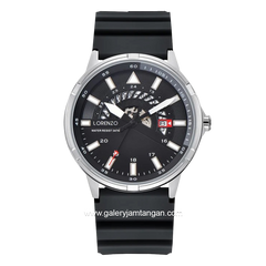 LORENZO R 6106 M Black Silver Rubber Strap