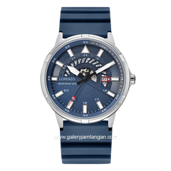 LORENZO R 6106 M Blue Silver Rubber Strap