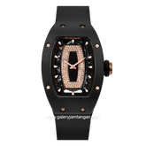 REGAN HARNEY RH32-12 THE YIN Balck Liat Rosegold Automatic Rubber Strap