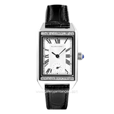 REGAN HARNEY MINI VOGUE RH003S-01 Tank Black Dial White Leather Strap