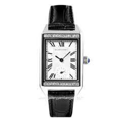 REGAN HARNEY MINI VOGUE RH003S-01 Tank Black Dial White Leather Strap
