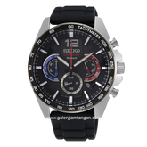 SEIKO NEO SPORT SSB347P1 Chronograph Black Silver Rubber Strap