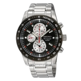 SEIKO SNAD89P1 Chronograph Silver Dial Black Stainless Steel Strap