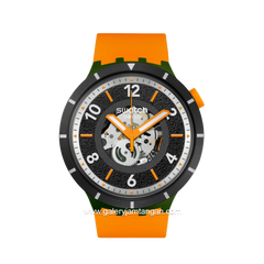 SWATCH SB03G107 Orange Black Silicone Strap