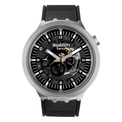 SWATCH SB07S105 Black Silver Rubber Strap