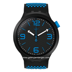 SWATCH SO27B101 C63 Black Blue Rubber Swiss Made
