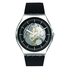 SWATCH SS07S115 Skeleton Black Laeather Swiss Made