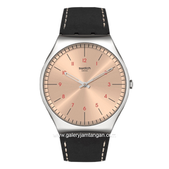 SWATCH SS07S118 Black Silver Leather Swiss Made