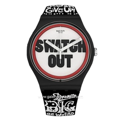 SWATCH SUOB160 C3 Black Rubber List White Swiss Made