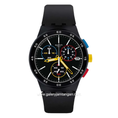 SWATCH SUSB416 Black Rubber Chronograph Swiss Made