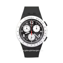 SWATCH SUSB420 Black Silver Silicone Strap