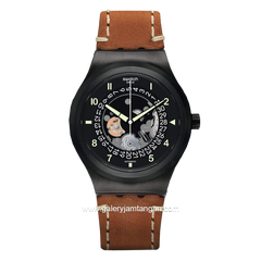 SWATCH YIB402 C1 Skeleton Brown Leather Swiss Made