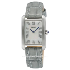 SEIKO SWR099P1 Tank Pearl Dial Grey Leather Strap
