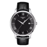 TISSOT TRADITION T063.610.16.058.00 Black Silver Dial Black Leather Strap