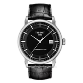 TISSOT T086.407.16.051.00 Black Silver Automatic Leather Strap