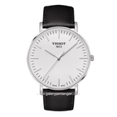TISSOT T109.610.16.031.00 Black Silver Dial White Leather Strap